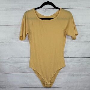 Everlane Yellow Ribbed Soft Tee Bodysuit Size L